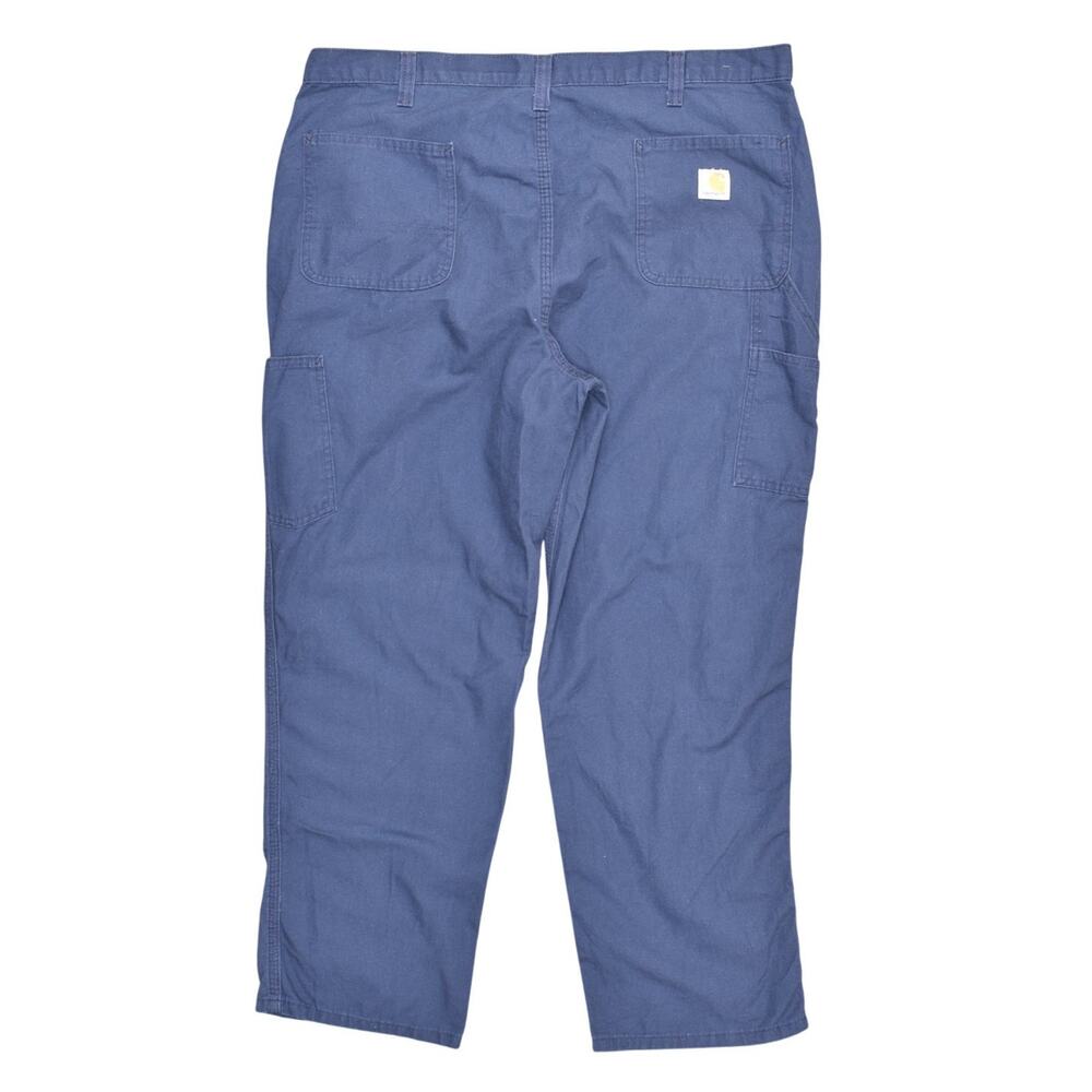Carhartt Carpenter Dungaree Pants Blue Cotton Blend Zip Solid 40x30 Men